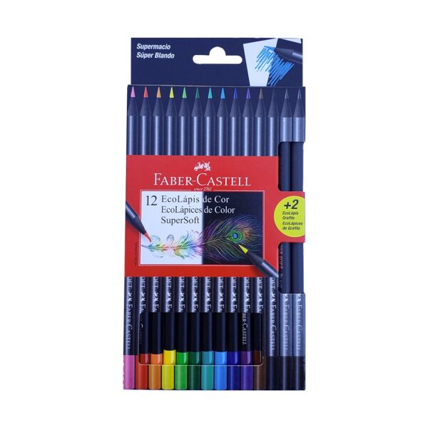 Lápis de Cor Faber Castell Super Soft - 12 cores + 2